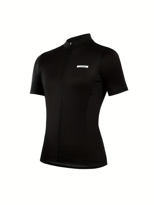 Letter Patched Cycling Jersey Moisture Wicking Skimming