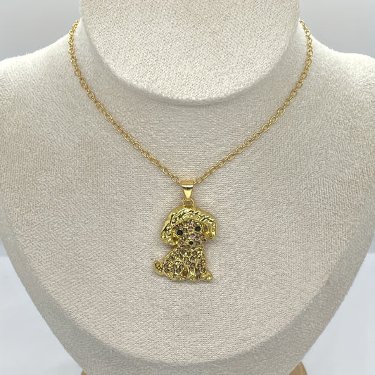 Poodle Sparkling Rhinestone Pet Pendant Necklace Dog Animal Jewelry