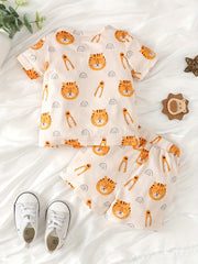 2pcs Baby Boys Dinosaur T shirt & Shorts Set Clothes