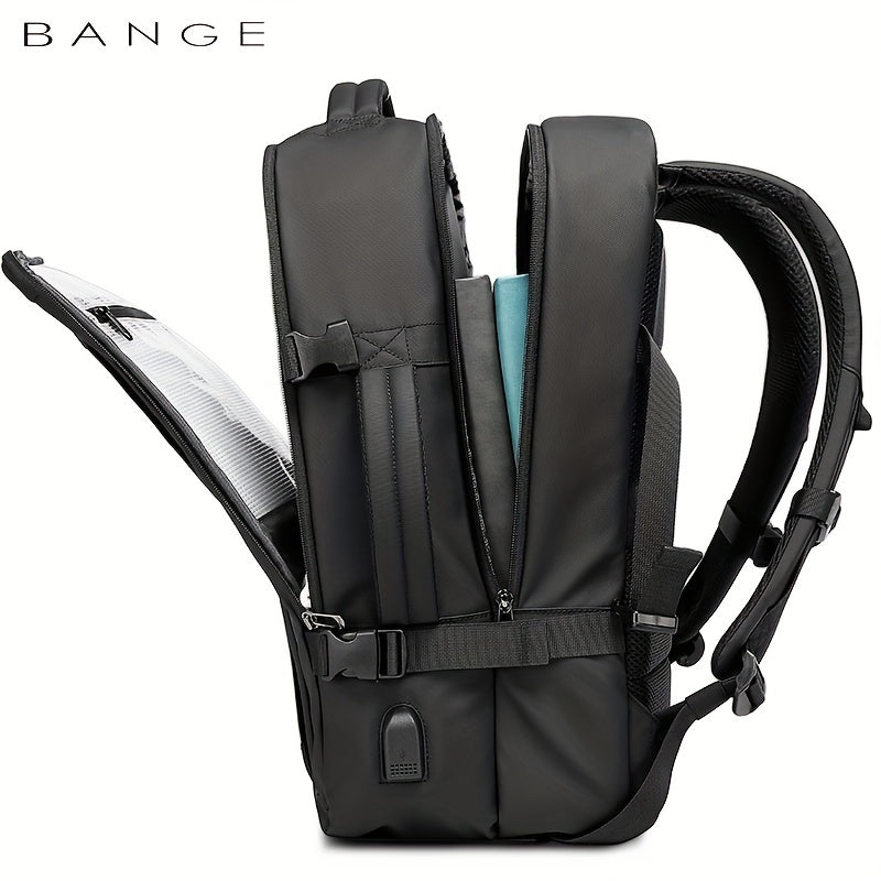 BANGE Large Capacity Business Waterproof Backpack With USB Charging Port