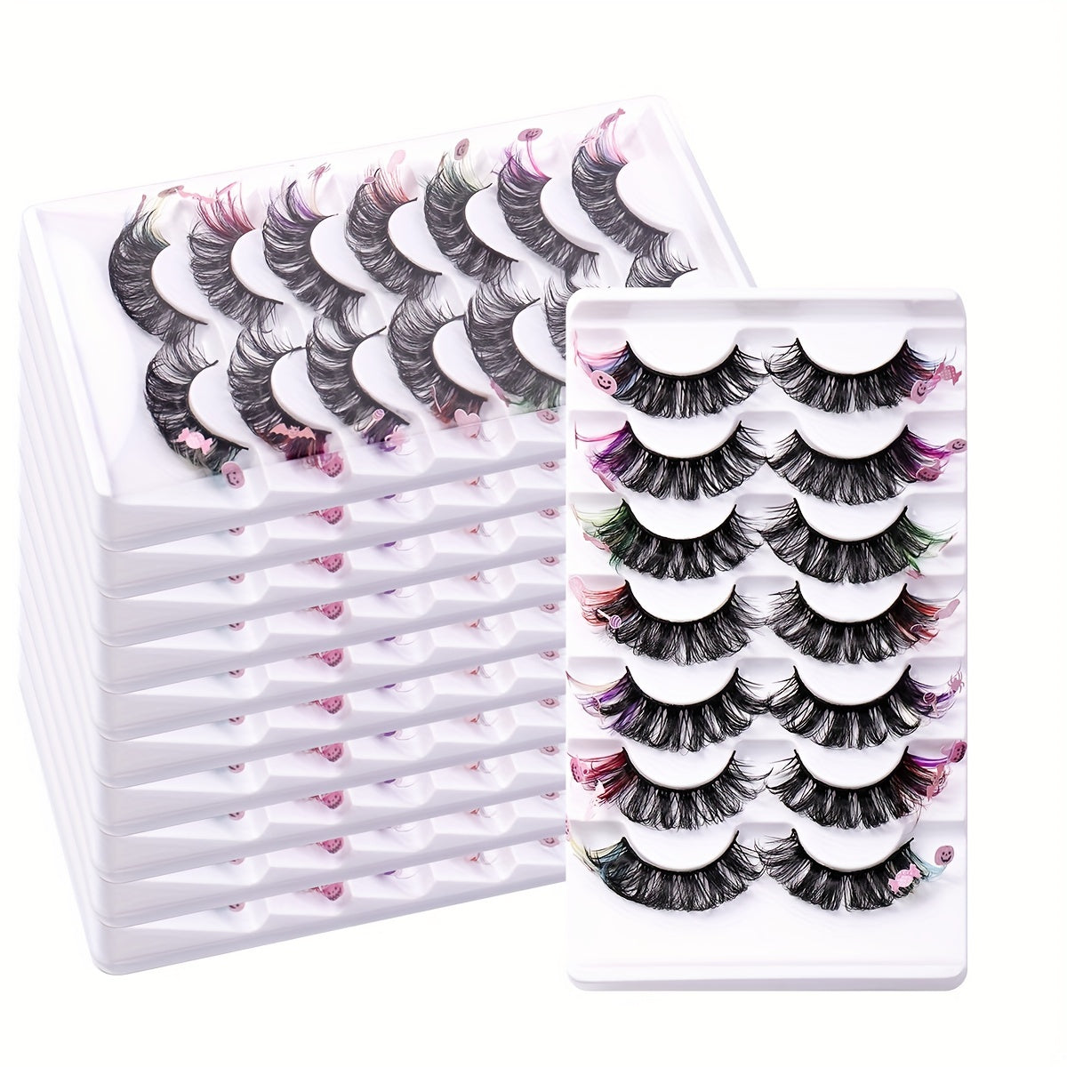 7 Pairs Colorful Dramatic False Eyelashes for Party Halloween Makeup