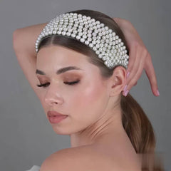 Vintage Beaded Headband with Crystals for Women
