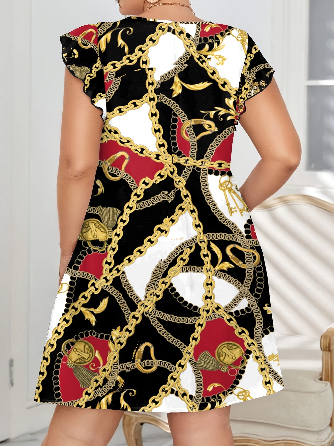 Ruffle Sleeve Tunic Dress