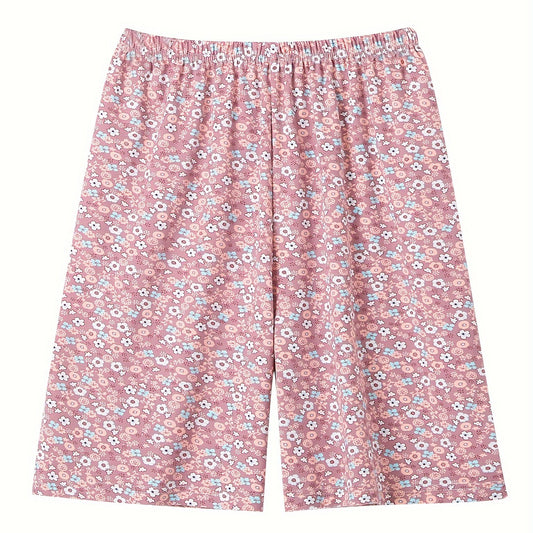  Boho Floral Print Lounge Shorts - High Stretch Waistband