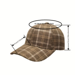 Vintage Plaid Casual Baseball Cap Sunscreen Cotton Blend Dad Hat Lightweight