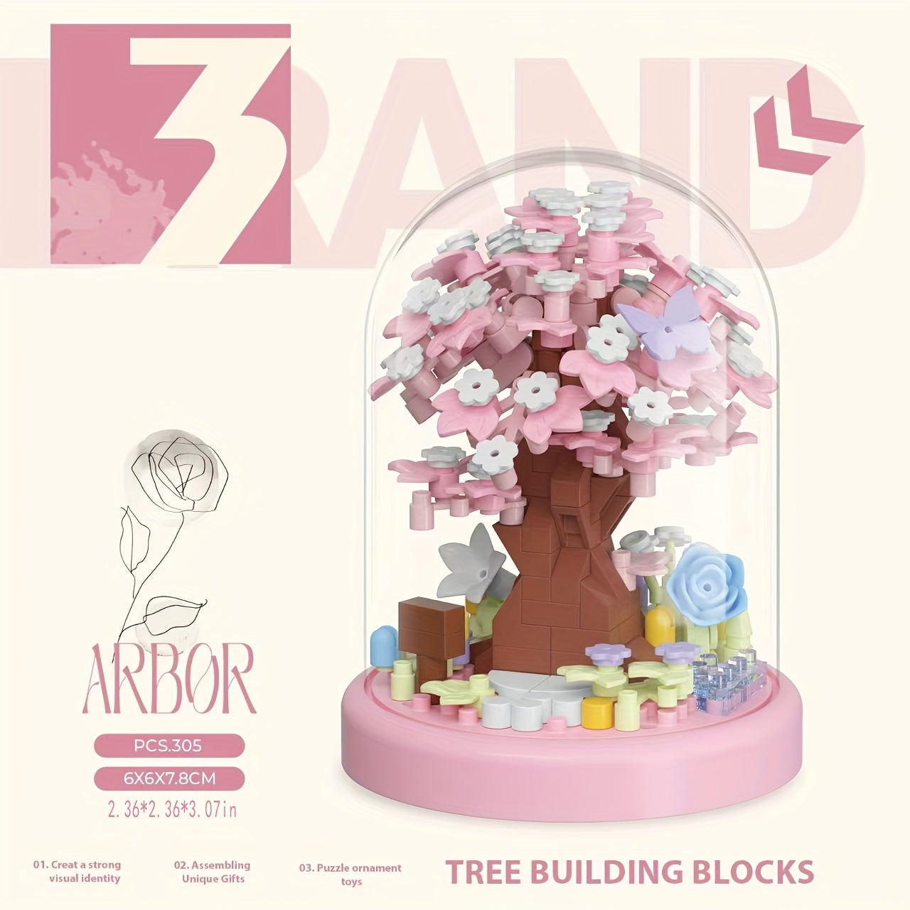 1K Building Blocks Set Garden Treehouse Educational Toy