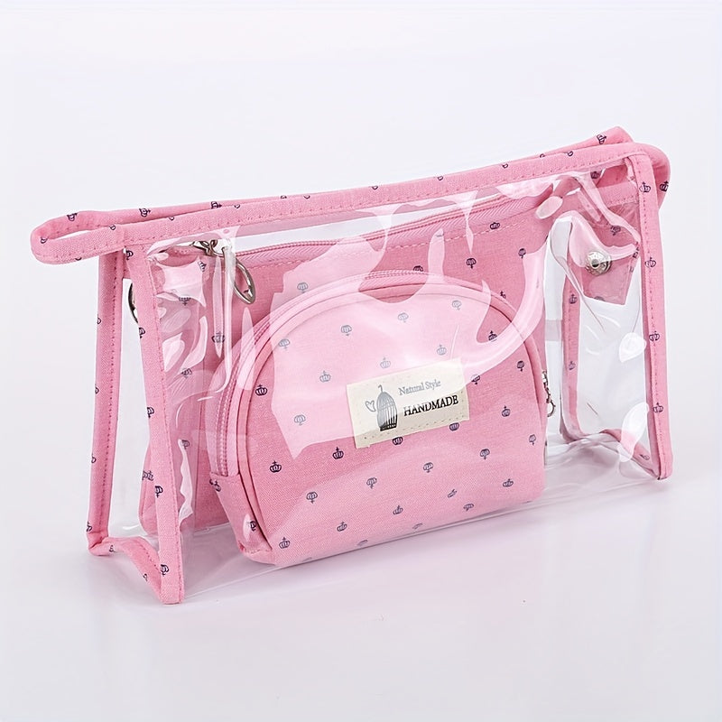3pcs Transparent Cosmetic Bag PVC Waterproof Makeup Bag Organizer