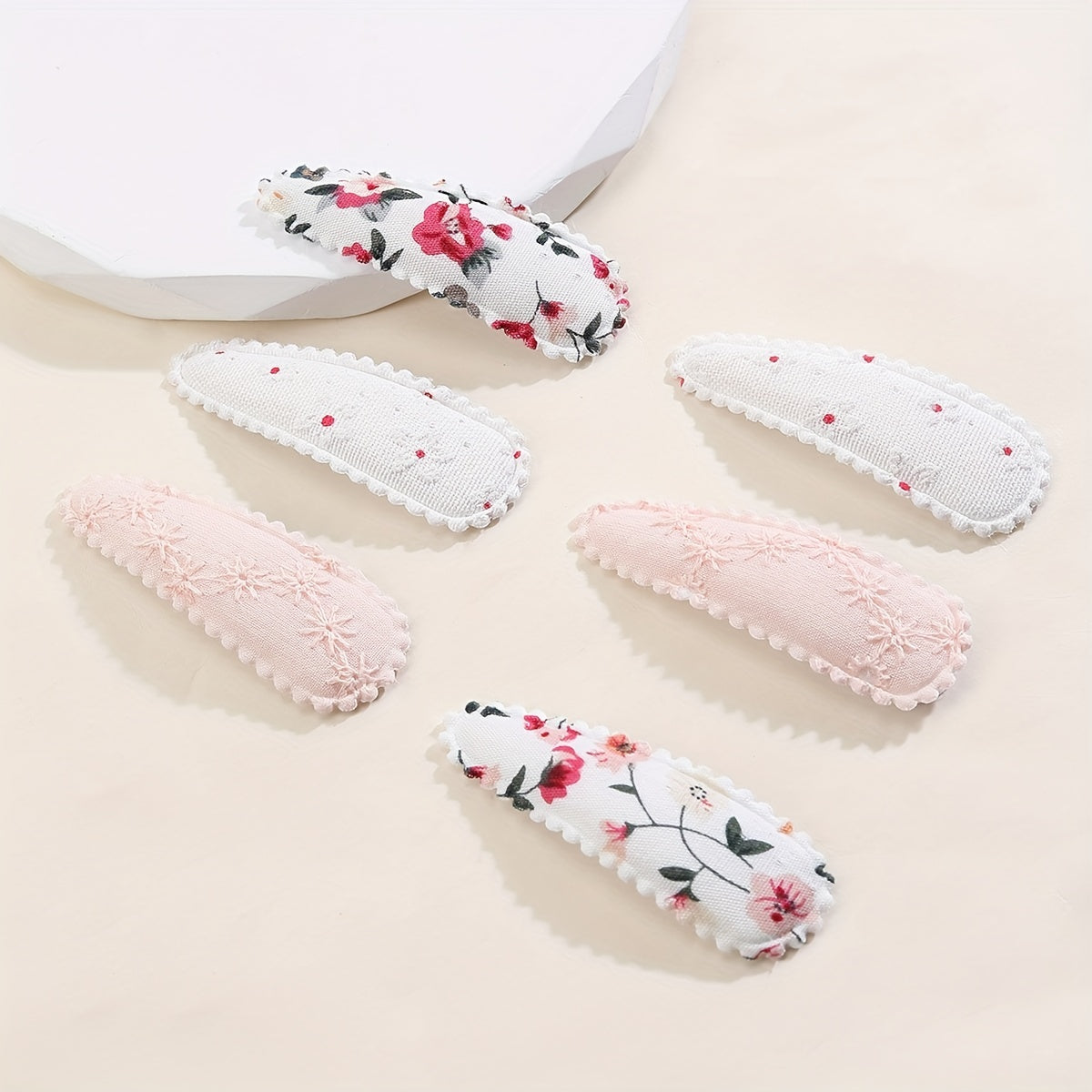 6pcs Floral Printed Hair Clip For Side Hair Bang Braids