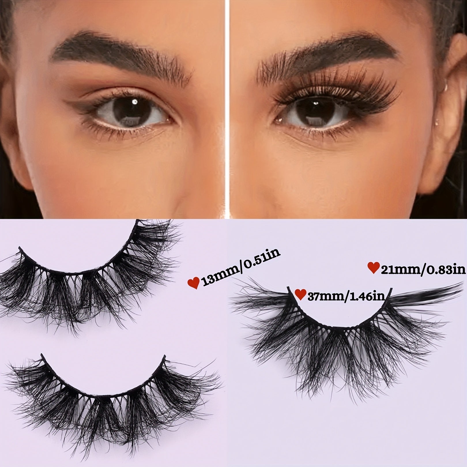 3 Pairs Fluffy Cat Eye False Eyelashes Thick Cluster Faux Mink Lashes