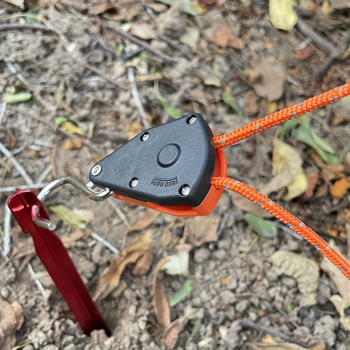 Camping Tent Tie Down Rope Tightener Fastening Pulley Ratchet Hangers