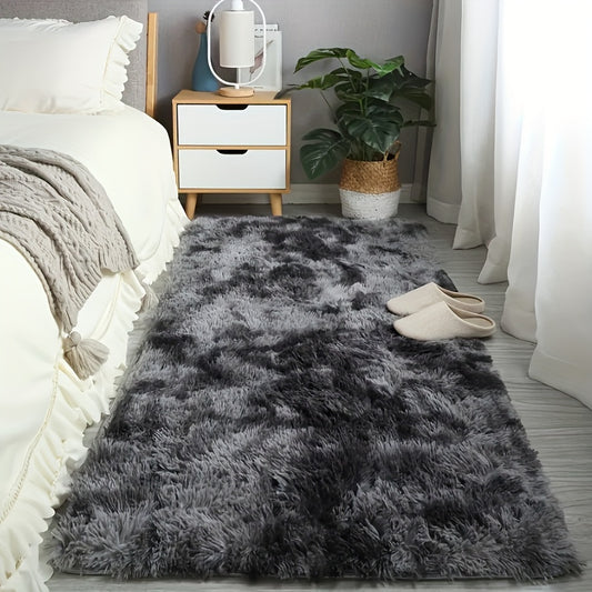 Colorful Tie Dye Plush Rug for Bedroom Decor