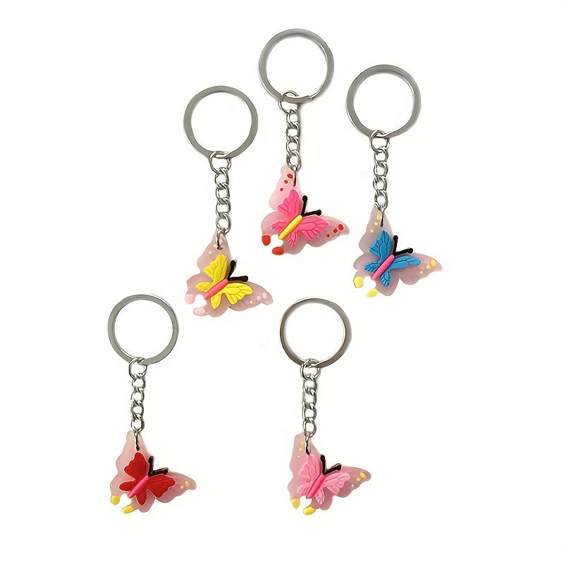 22pcs PVC Butterfly Keychain Key Ring Pendant Bag Accessory For Girls Women