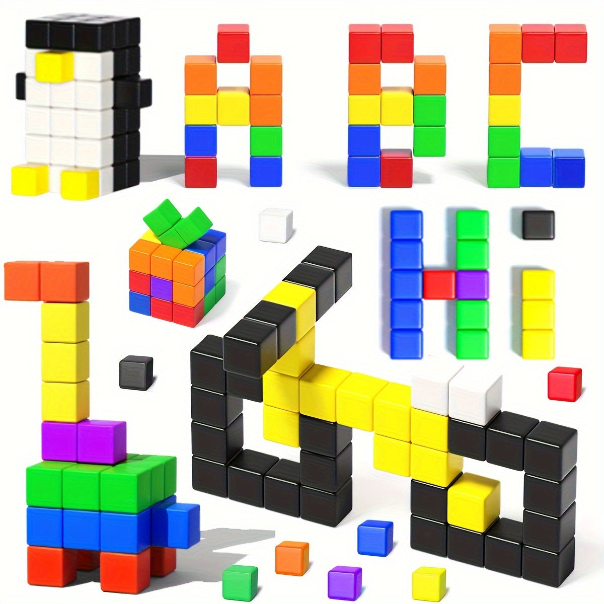 Magnetic Building Blocks Set 48 & 100pcs Small Cubes Sensory Educational Toys