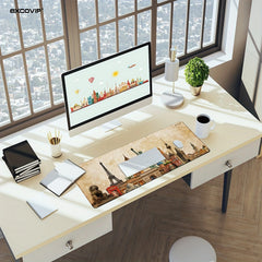 Large World Landmark Mouse Pad 80x30cm Non-Slip Desk Mat