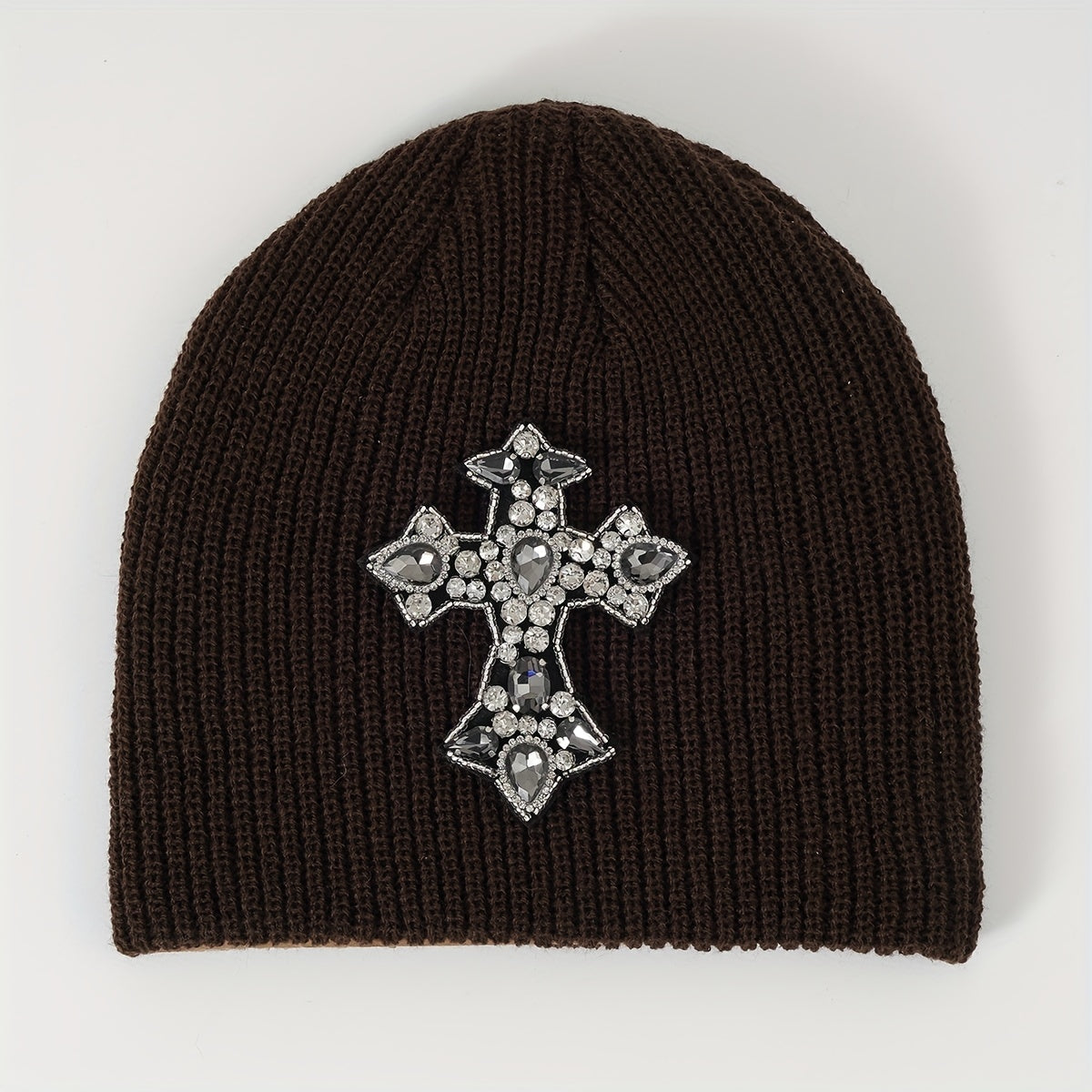 Y2K Cross Patch Beanie Unisex Candy Knitted Hat Gothic Skull Cap