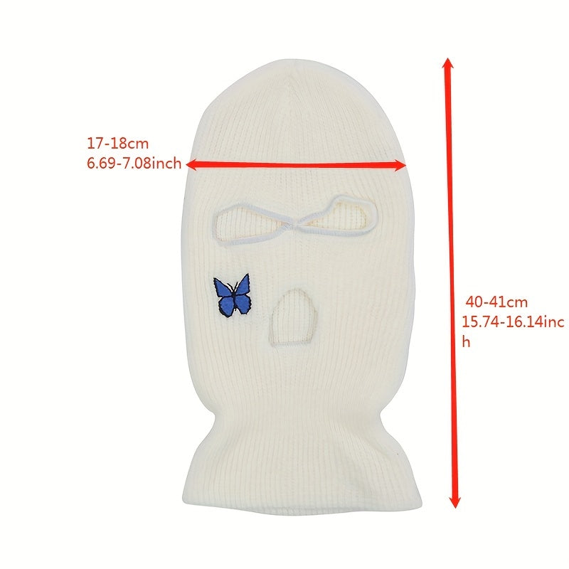 Butterfly Embroidery Y2K Balaclava Solid Ski Mask Hip Hop Knitted Mask
