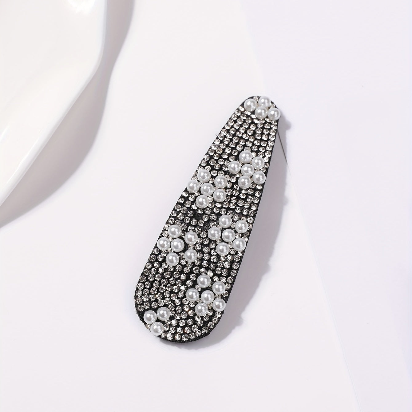 Rhinestone Snap Clip Faux Pearl Hair Clip for Women Girls Hair Accessories