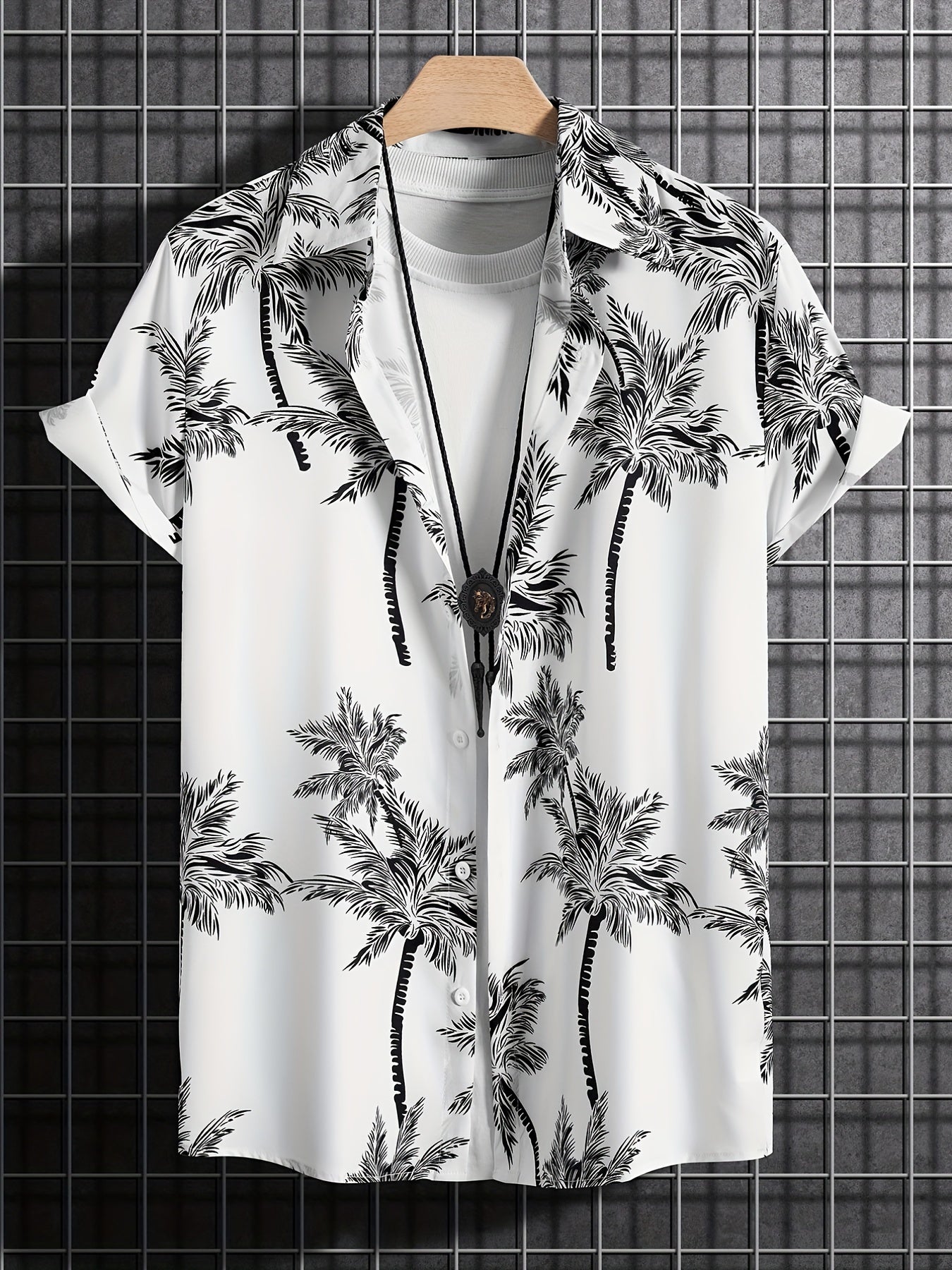 Palm Tree Pattern Hawaiian Shirt Men's Summer Vacation Resort
