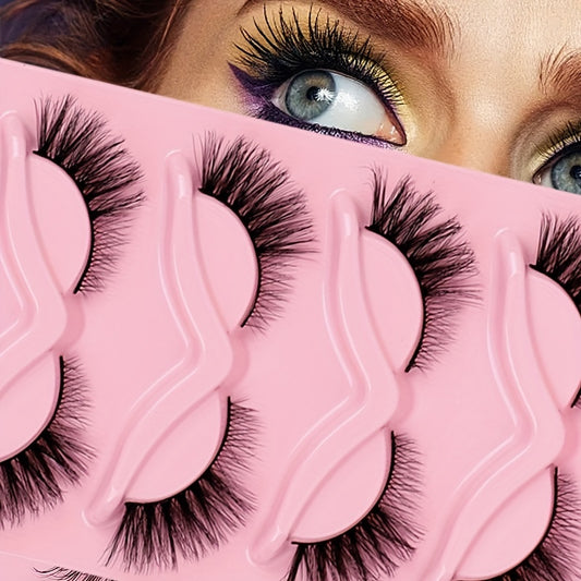 5 Pairs Fox Eye False Eyelashes 3D Winged End Eye Elongated Eyelashes