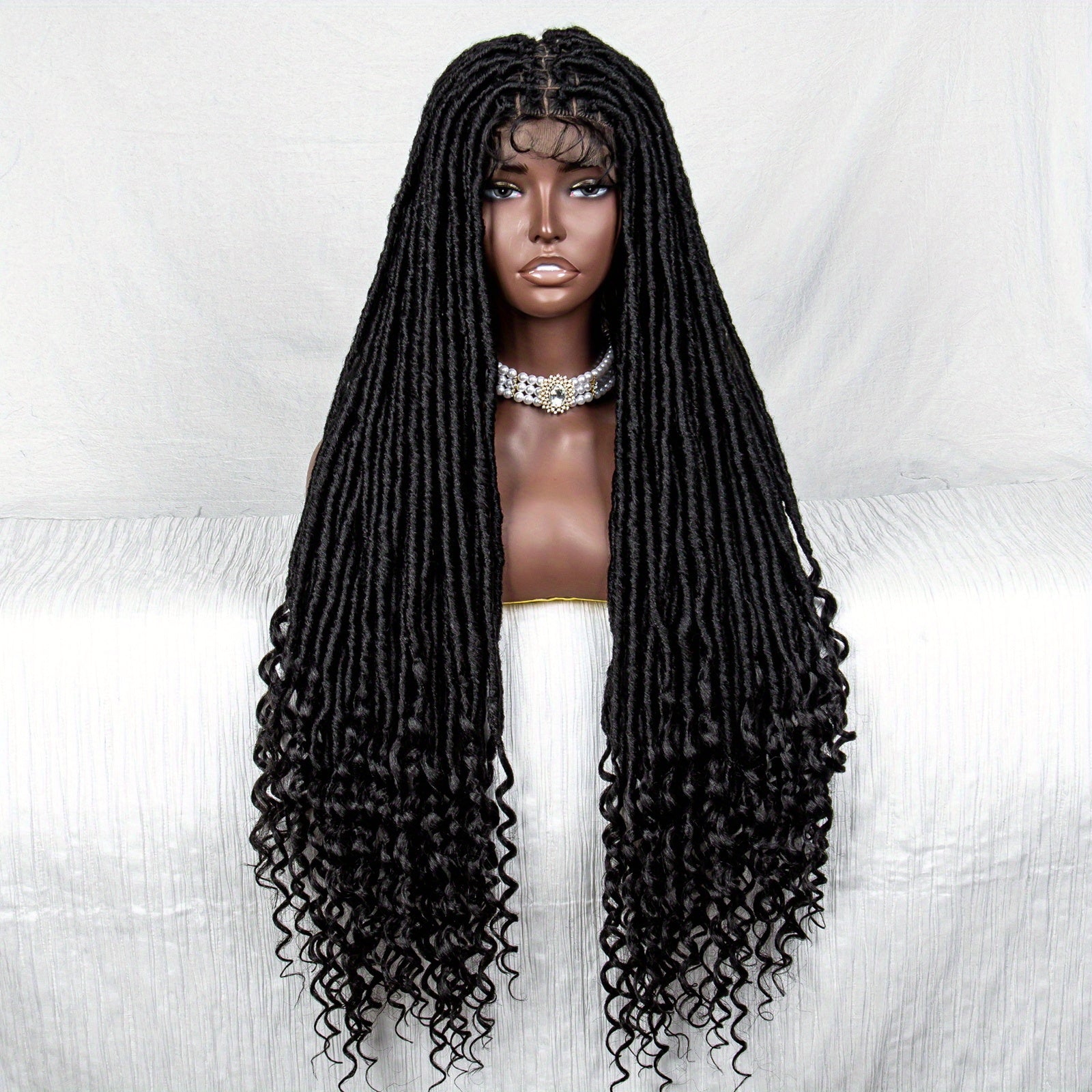 African Braided Spring Twist Lace Wig 86 cm