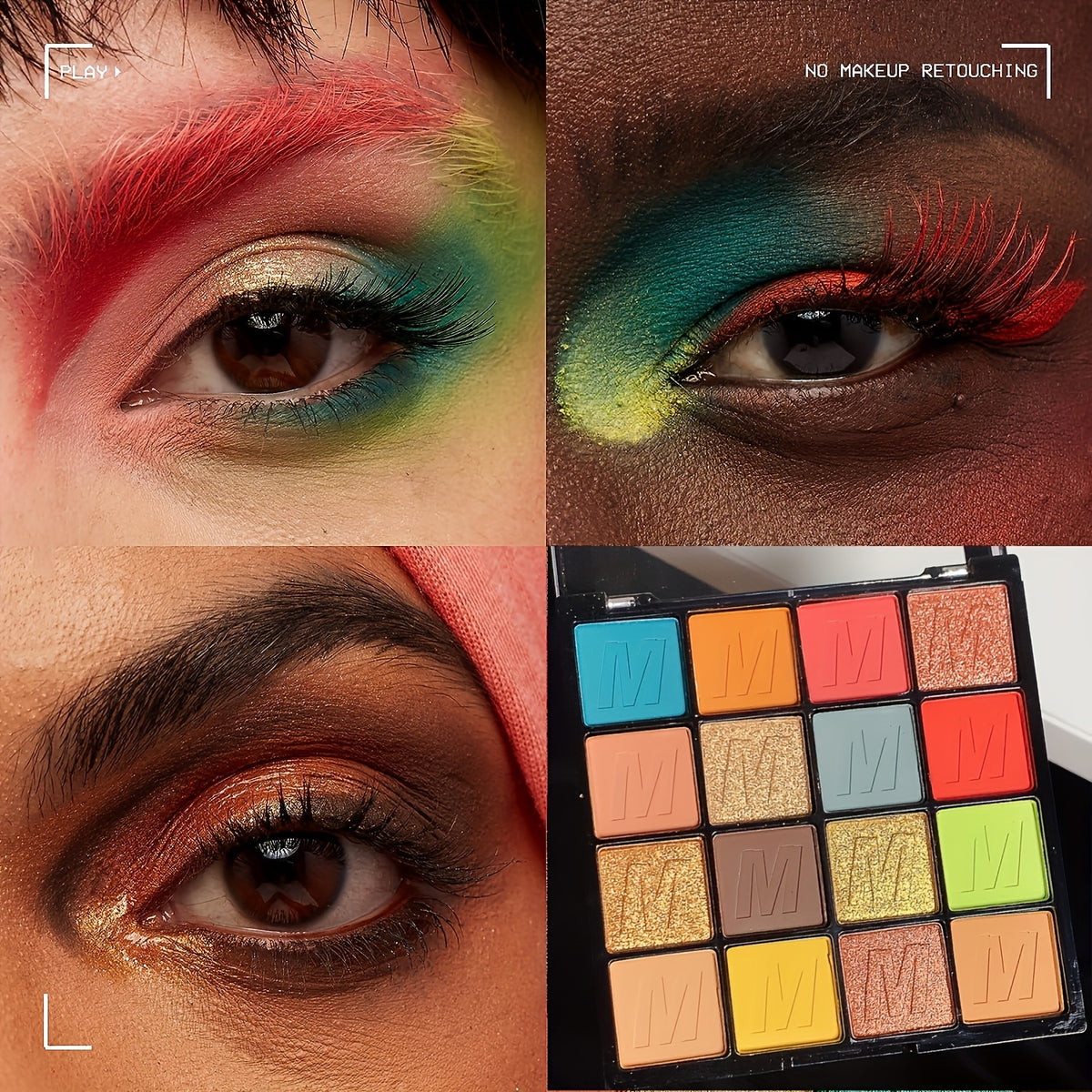 16 Color Eyeshadow Palette Matte Glitter Bright Blendable Dramatic Glamour Eye