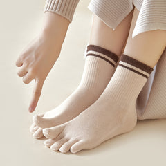 Cotton Toe Socks Crew Athletic Running 5 Finger For Women