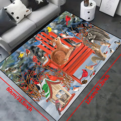 Animal Pattern Rug - Bird, Squirrel, Red Seat Print Mat