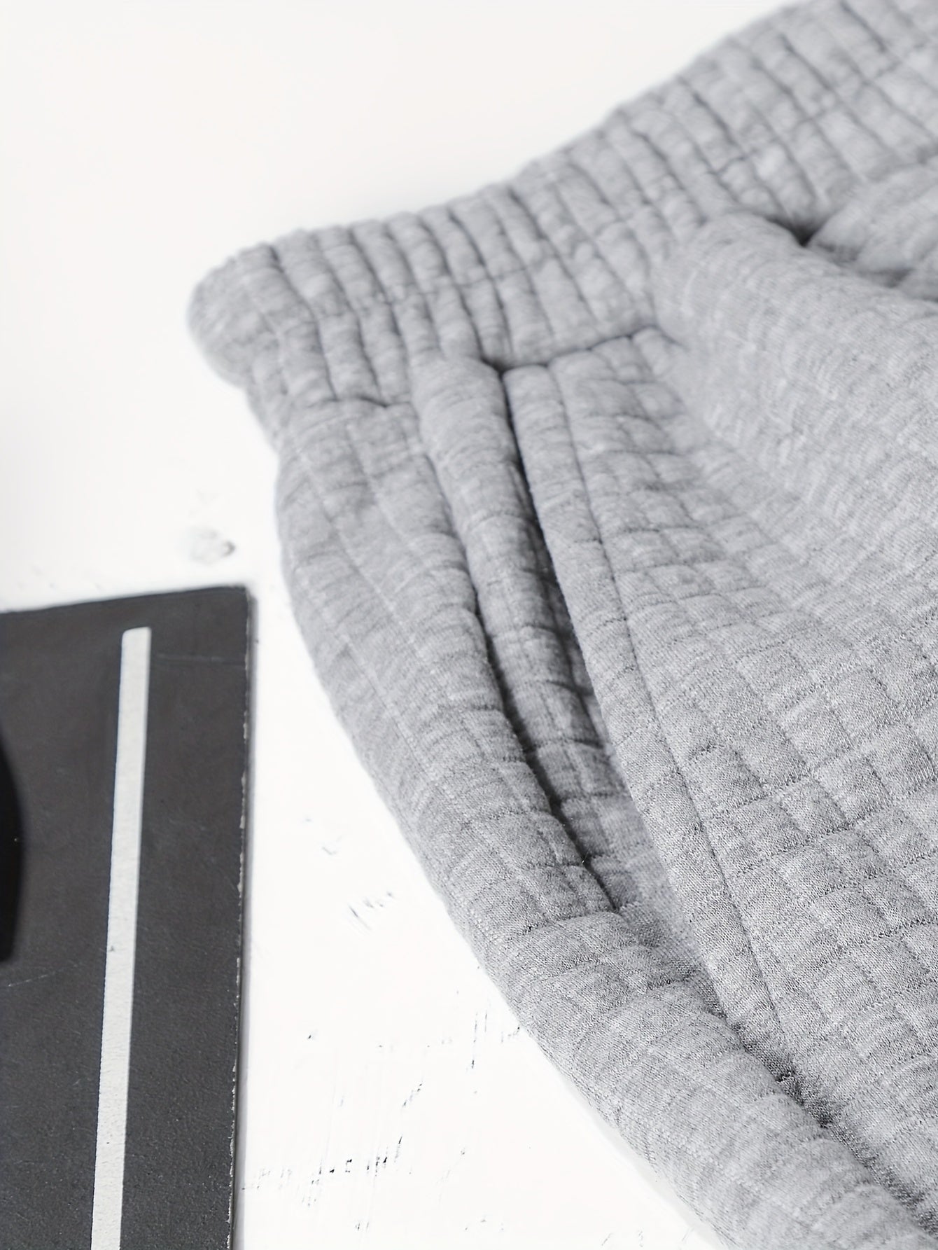  Solid Waffle Knit Joggers with Elastic Waist