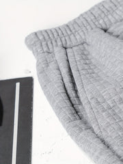  Solid Waffle Knit Joggers with Elastic Waist