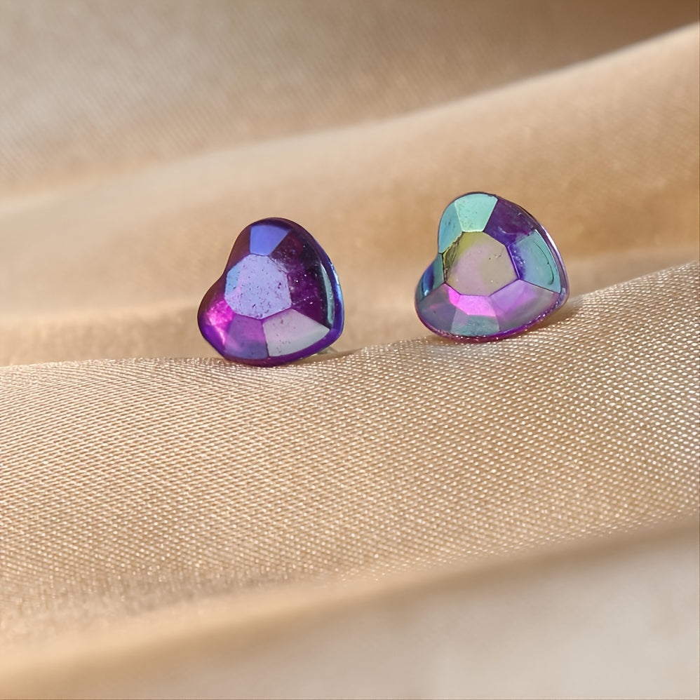 Heart Shaped Stud Earrings Set Multicolor Women Girls