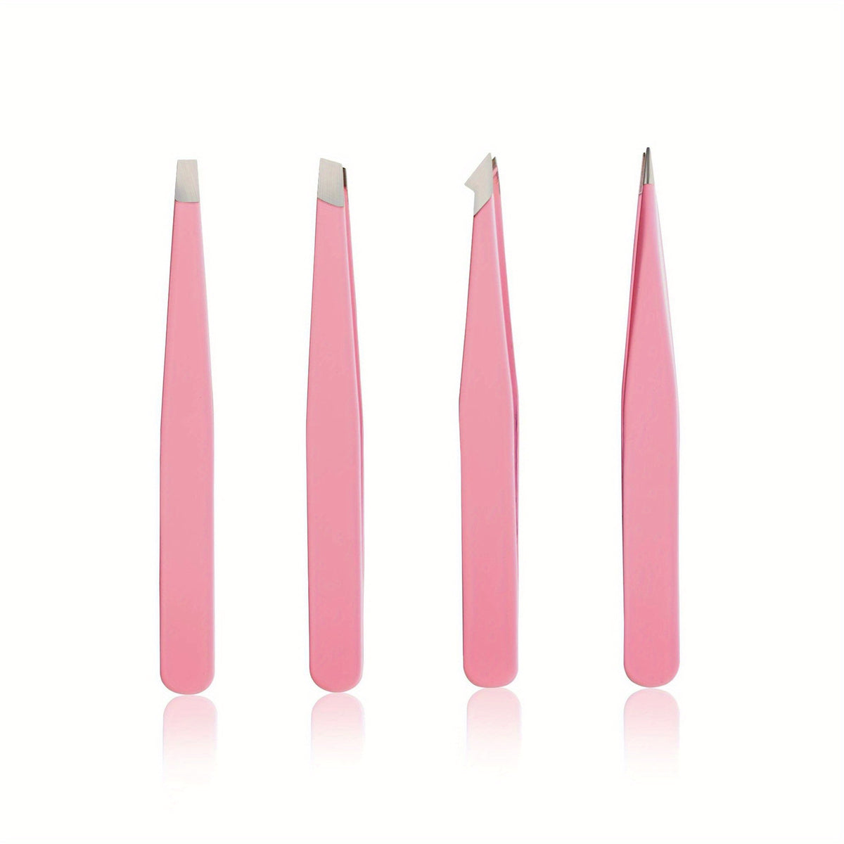 Eyebrow Tweezers 4 Pcs Stainless Steel Eye Brow Clips For Women Pink