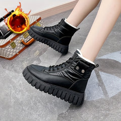 Women's Solid Non slip Medium Top Thickened Motorcycle Boots