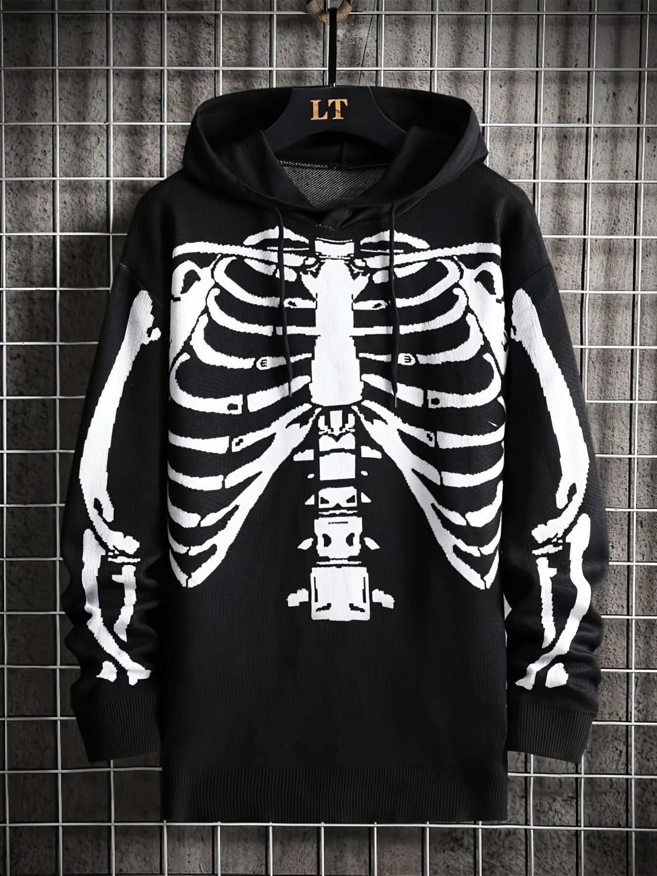 Youth Men's Hooded Skull Print Sweater