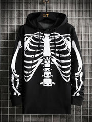 Youth Men's Hooded Skull Print Sweater