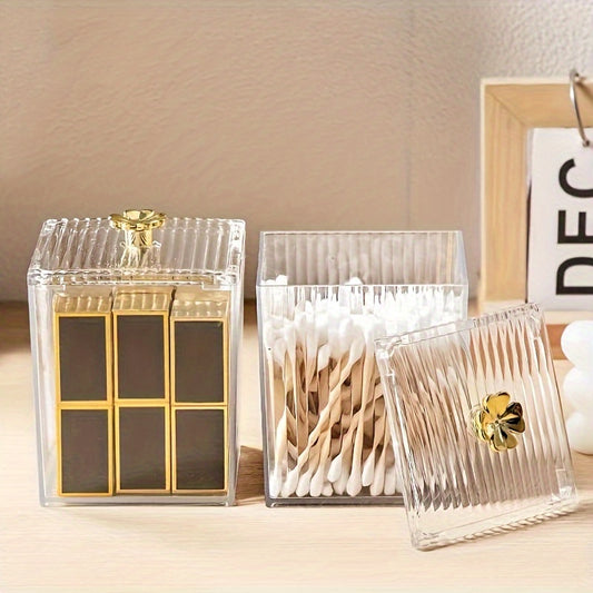 Acrylic Cotton Swabs Holder Clear Vanity Makeup Organizer