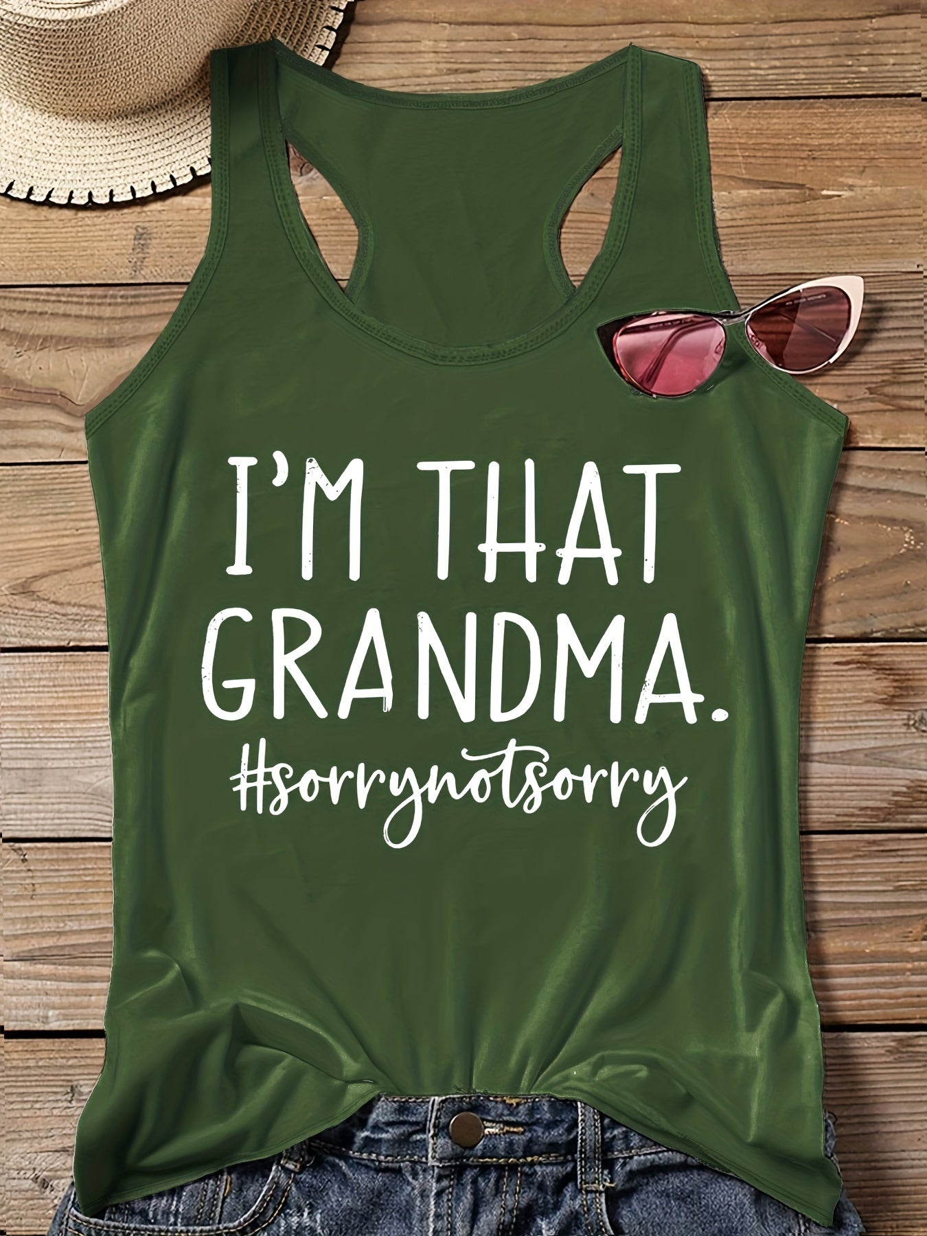  Casual Vest Top Women's Plus Slogan Print Round Neck