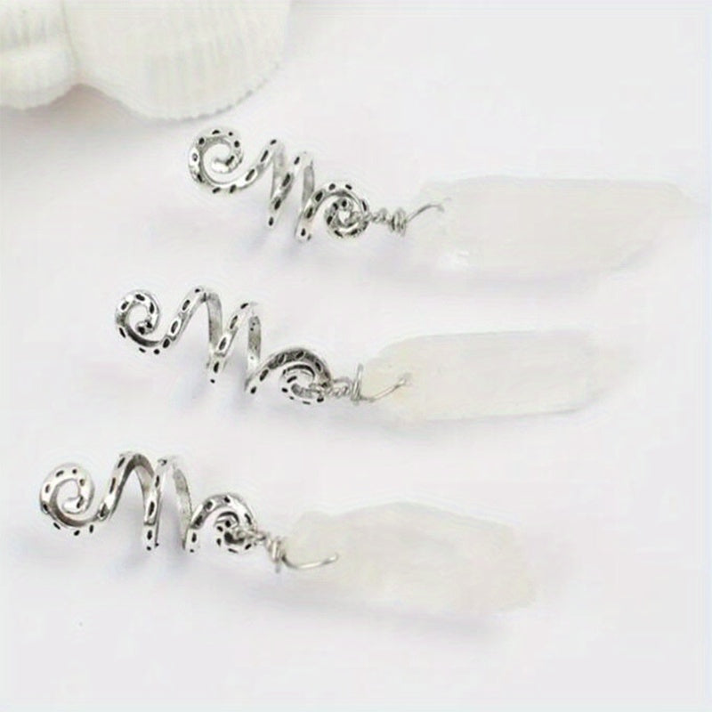 3pcs Gradient Stone Hair Ring Dreadlocks Braid Hippie Style Hair Accessories