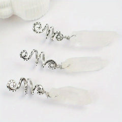 3pcs Gradient Stone Hair Ring Dreadlocks Braid Hippie Style Hair Accessories