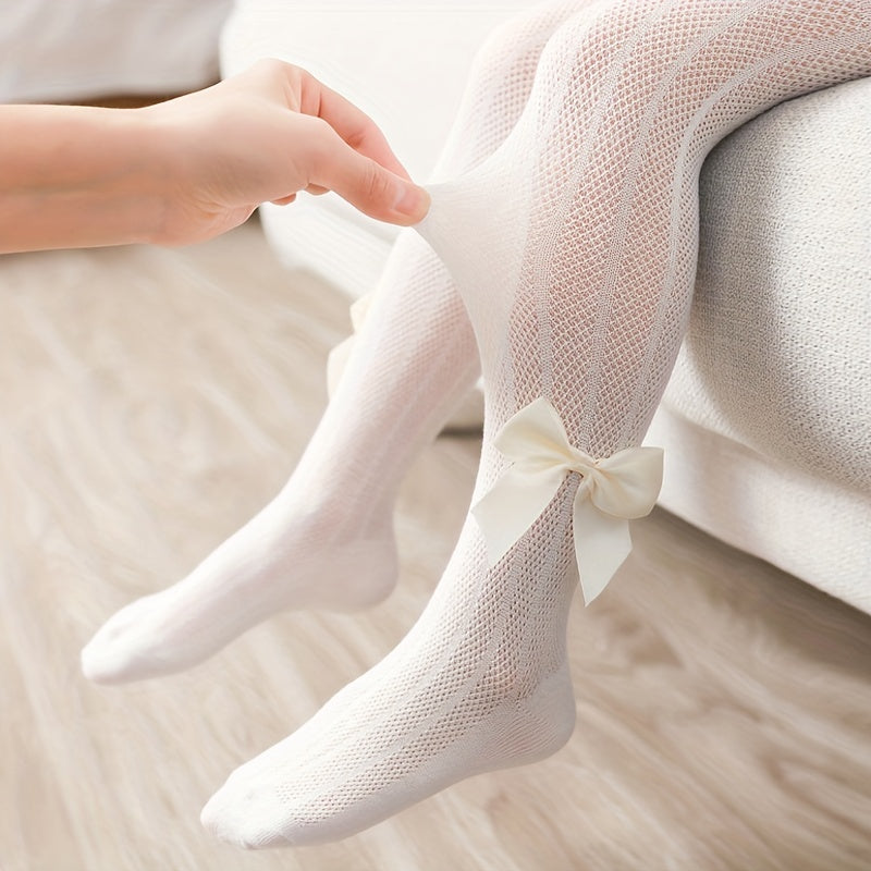 Baby Girls Bow Pantyhose Mesh Thin Tights Spring Summer