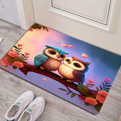 Cartoon Bird Print Rug Rose Pattern Carpet Machine Washable