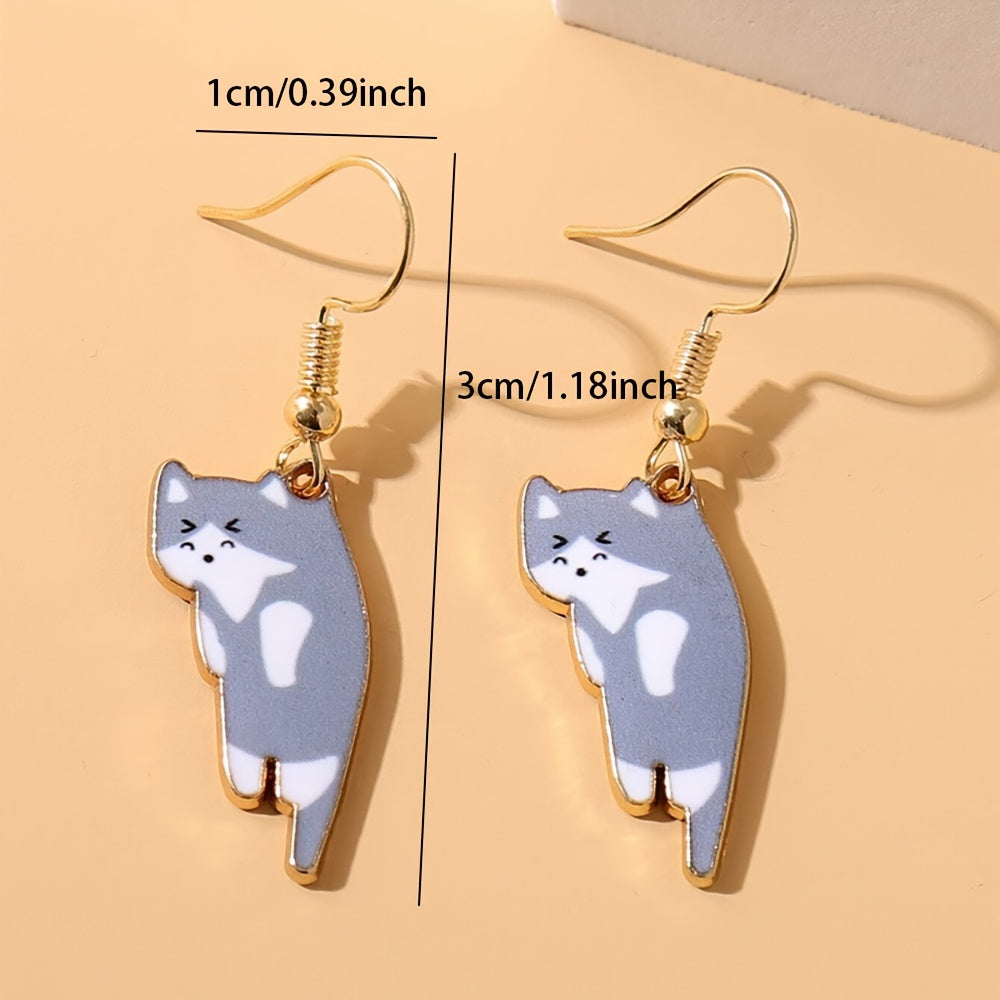 Cartoon Kitten Pendant Earrings Women's Jewelry 5 Colors