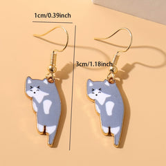 Cartoon Kitten Pendant Earrings Women's Jewelry 5 Colors