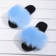 Women's Faux Fur Slippers Comfortable Slip On Indoor Shoes