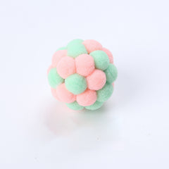 Rainbow Wool Ball Toy with Bell for Playful Cats
