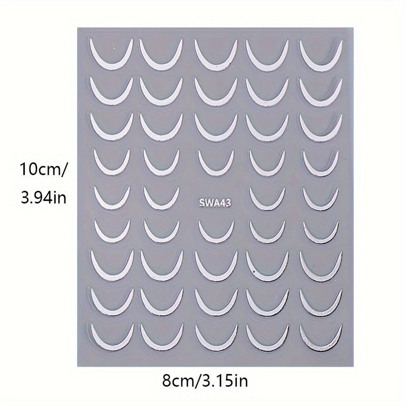 Geometric Pattern Nail Art Decals Space Themed Semi Circular Embellishments