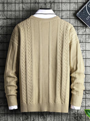 Knitted Cable Sweater Men's Casual Warm Crew Neck Pullover