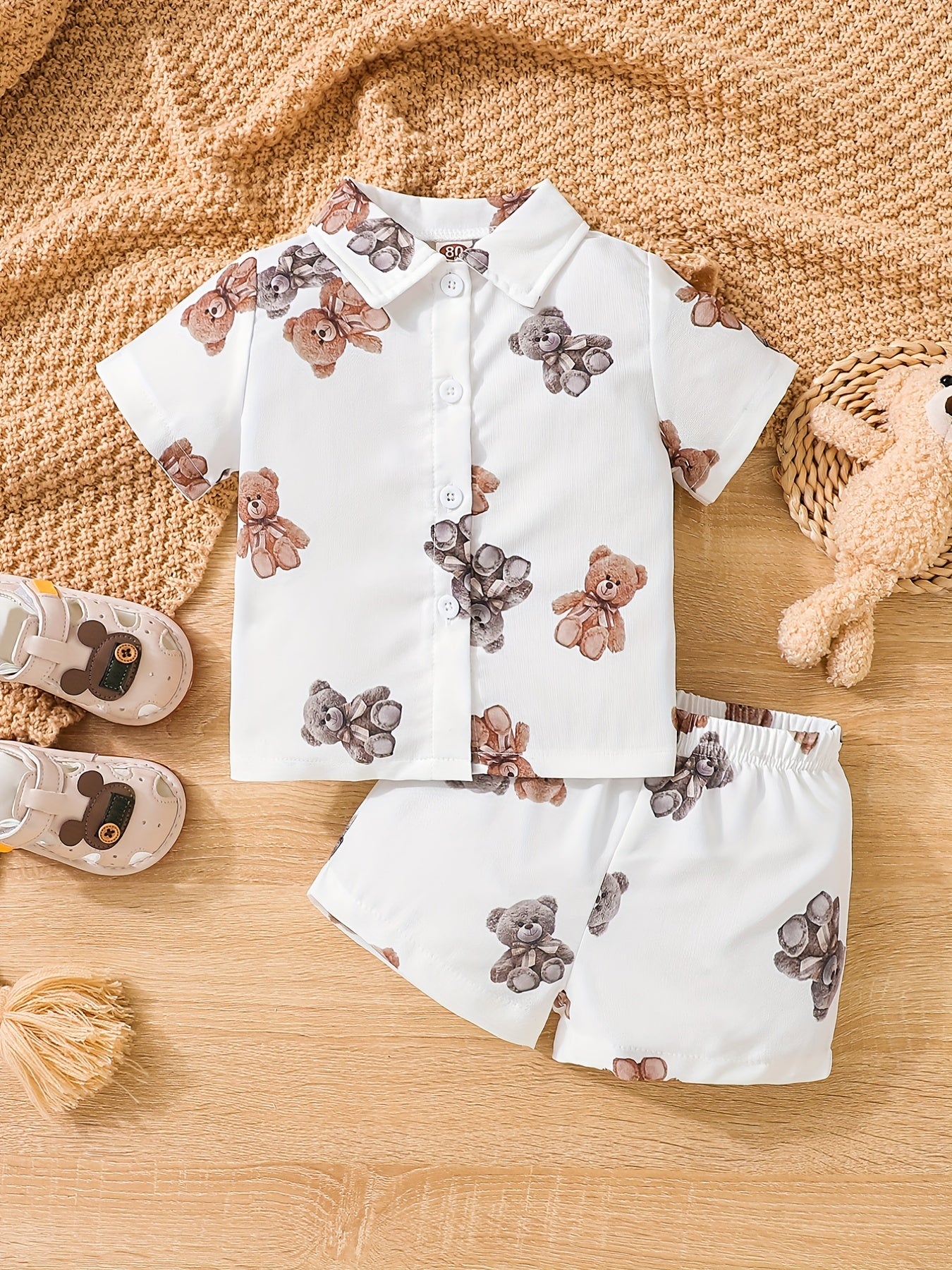 Baby Boys Cartoon Short Sleeve Shirt & Shorts Set