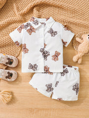 Baby Boys Cartoon Short Sleeve Shirt & Shorts Set