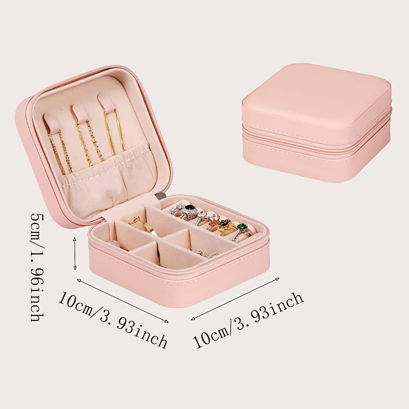 Small Jewelry Box Mini Organizer Square Display Box PU Leather Travel Portable S