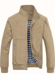 Men's Casual Stand Collar Zipper Pockets Jacket Coat Spring Fall